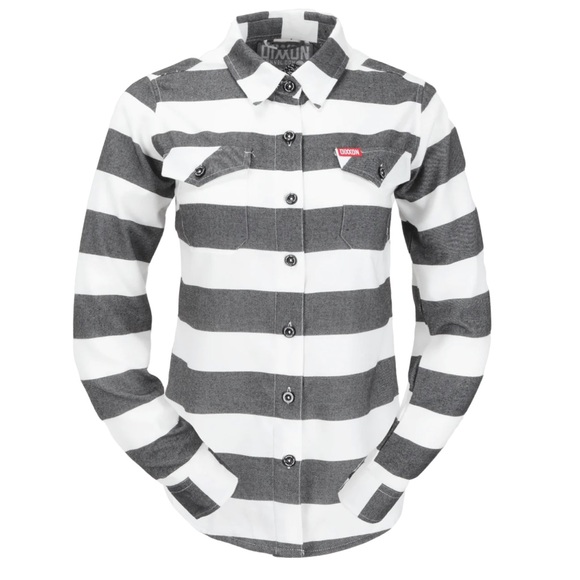 DIXXON Tops Dixxon The Tracker Black White Striped Flannel Size